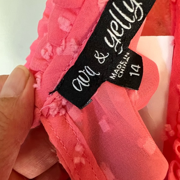 Ava & Yelly Swiss Dot Ruffle Sleeveless Dress Color Coral Size 14 - Picture 5 of 6